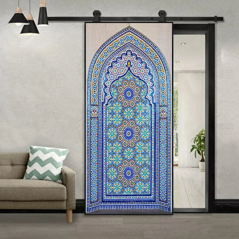 2pcs/Set Muslim Styles Door Art Mural Sticker Peel & Stick PVC Home Decor