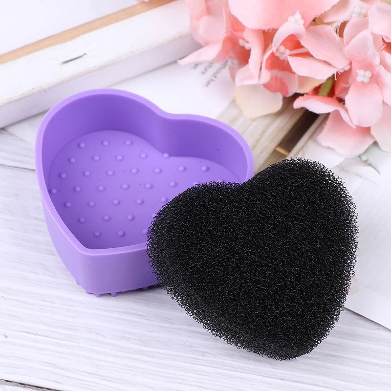 Bear Heart-Shaped Silicone Makeup Brush Cleaner Pad Tool