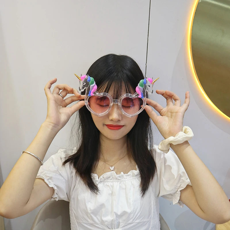 Birthday Party Sunglasses Funny Happy Birthday Heart Shaped Glasses for Tropical Fancy Dress Favors