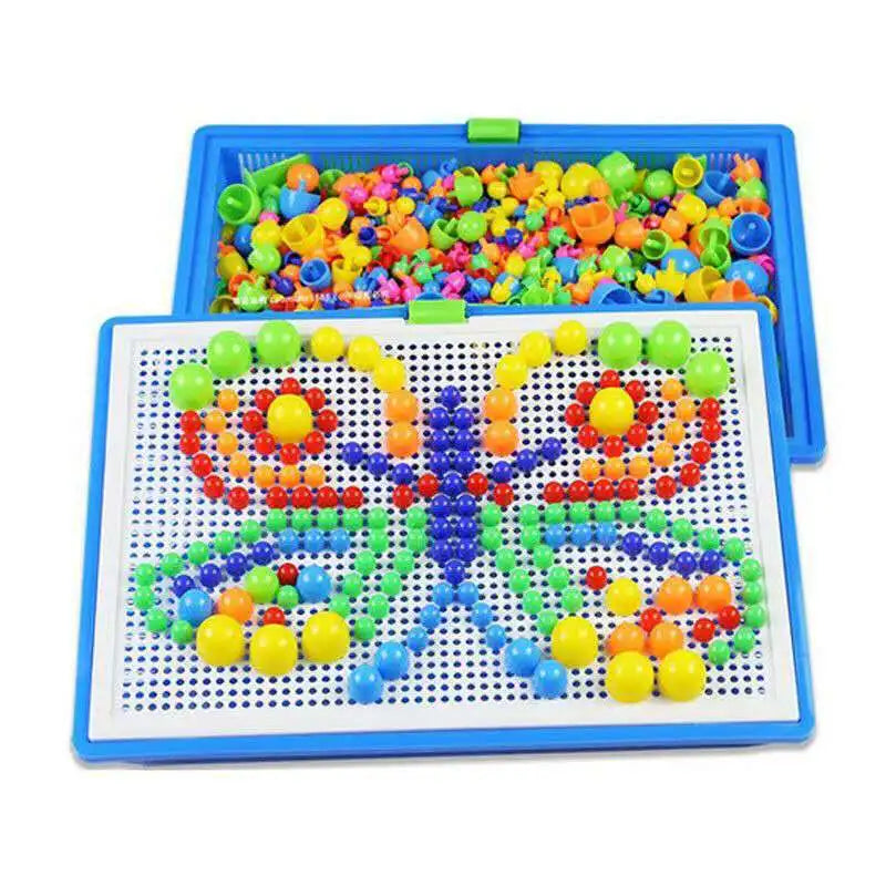 296 Pieces Set Box Packed Grain Mushroom Nail Beads 3D Puzzle Educational Toy for Kids
