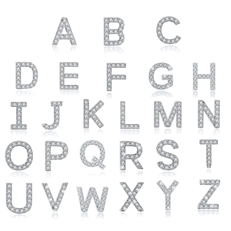 Simple Metal 925 Sterling Silver Letter Earrings with Zircon