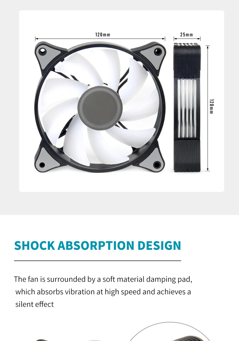 Aigo AR12PRO 120mm RGB Computer Case Fan 4pin PWM Cooling