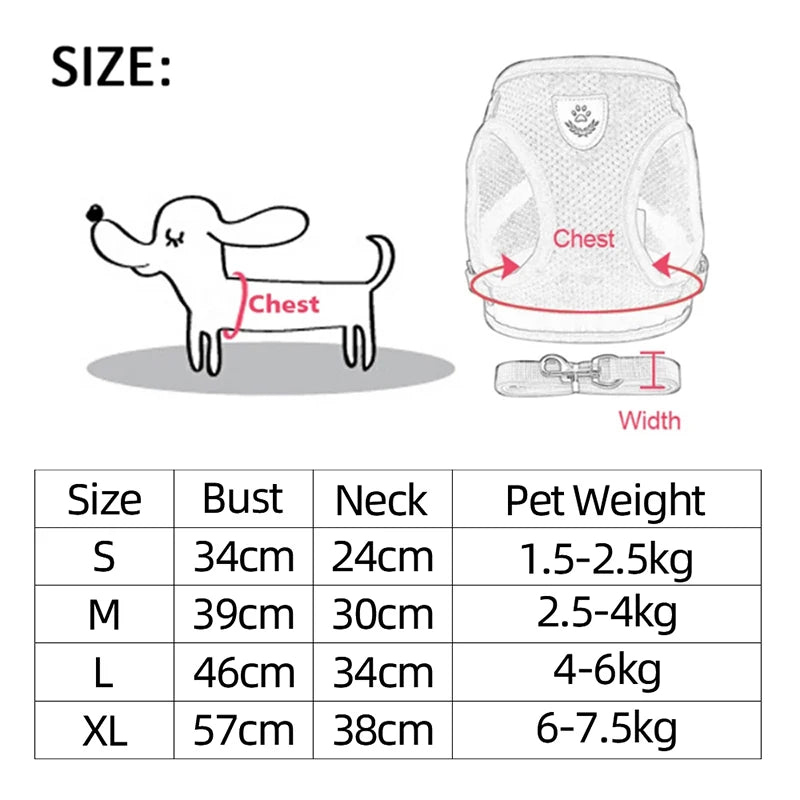 Cat Harness Vest Lead Leash Adjustable Mesh For Small Medium Pets