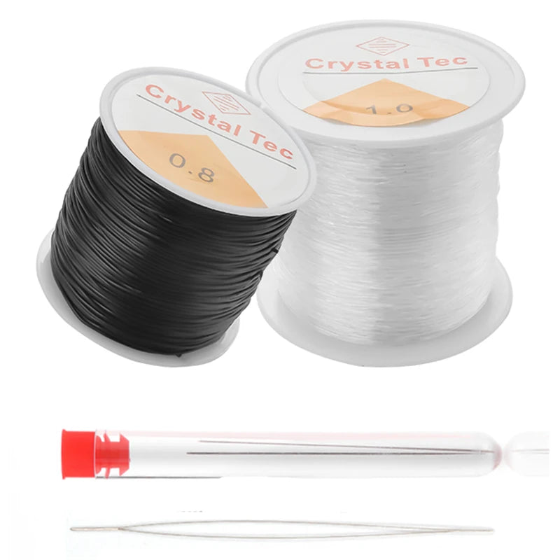 Plastic Crystal DIY Beading Stretch Cords With Needles And Scissors