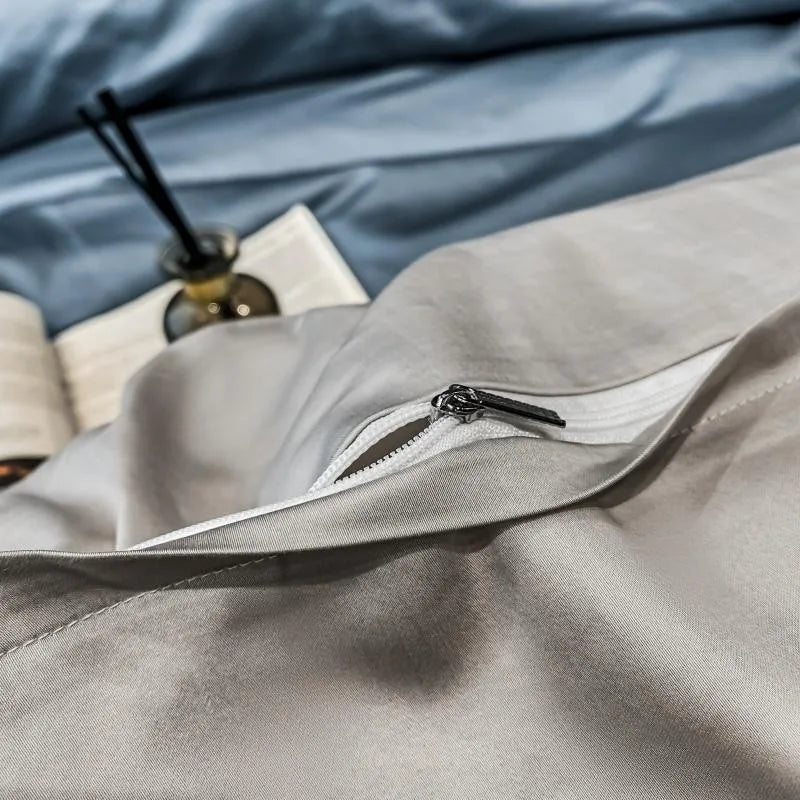 White Gray Egyptian Cotton Hotel Duvet Cover Set 600TC Silky Soft Bedding Set