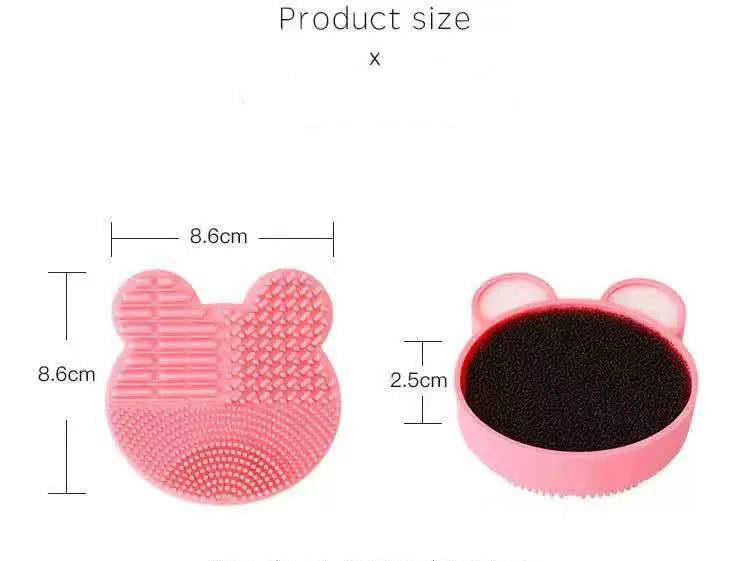 Bear Heart-Shaped Silicone Makeup Brush Cleaner Pad Tool