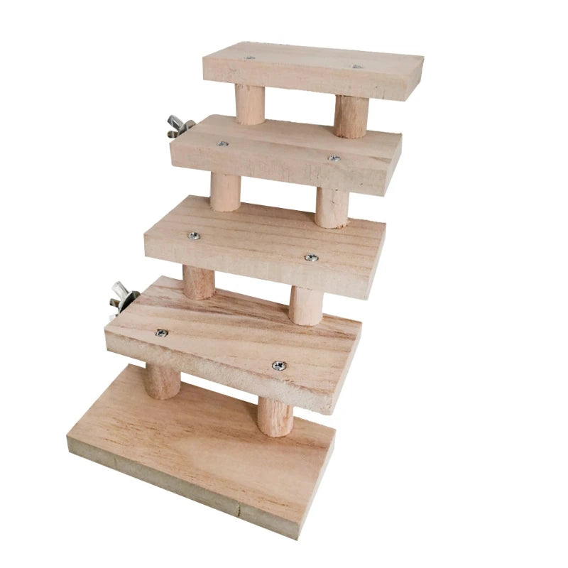 090C Natural Wooden 3/4/5/6/7/8 Layers Hamster Ladder Toys Pet Parrot Climbing Stairs Gifts Cage Accessory
