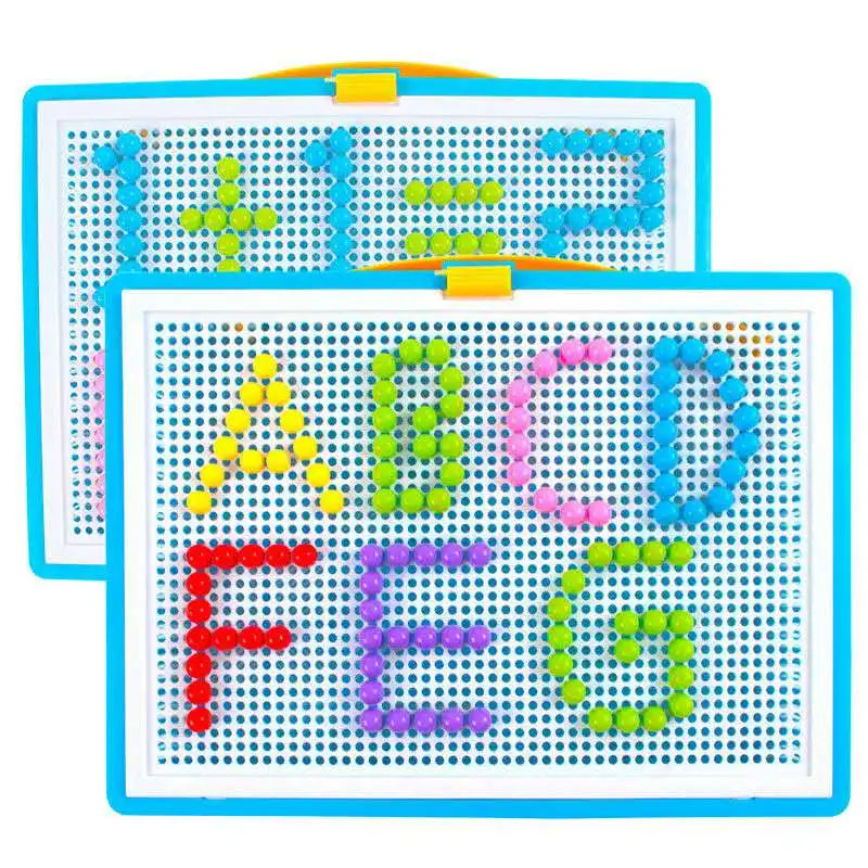 296 Pieces Set Box Packed Grain Mushroom Nail Beads 3D Puzzle Educational Toy for Kids