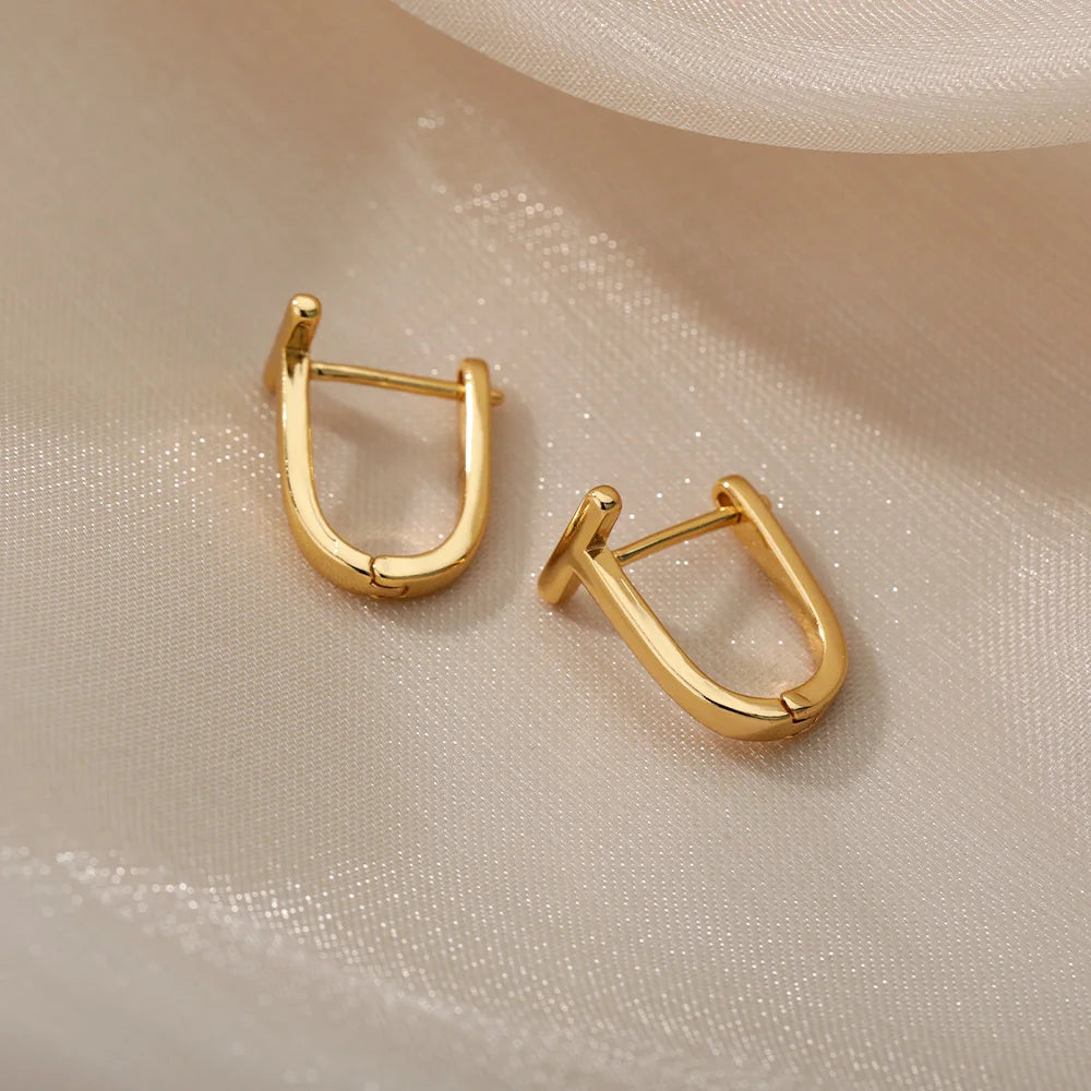 Small Mini Letter T Rose Color Hoop Earrings For Women