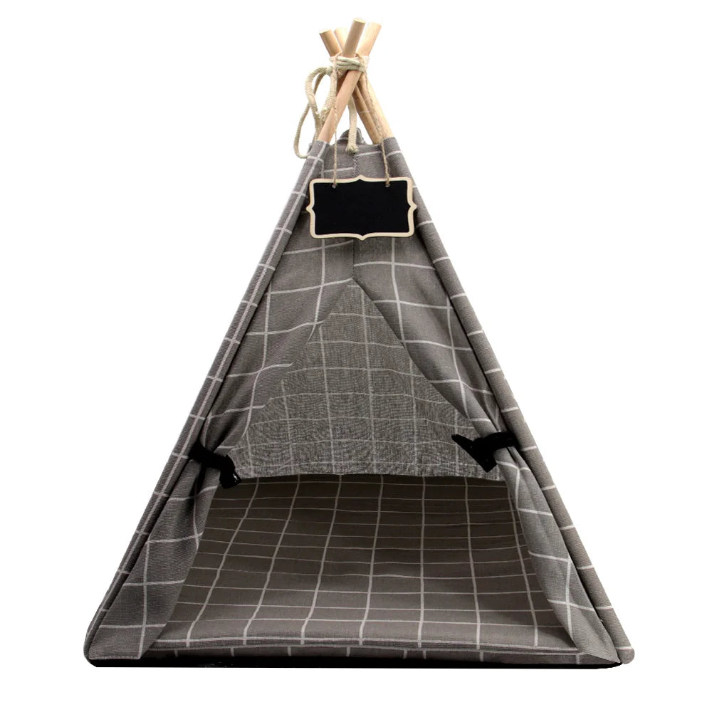 Pet Tent House Cat Tunnel Portable Teepee Small Dog Puppy Tent Bed Kennel Warm Cat Indoor Outdoor House Sleeping Bed Cushion