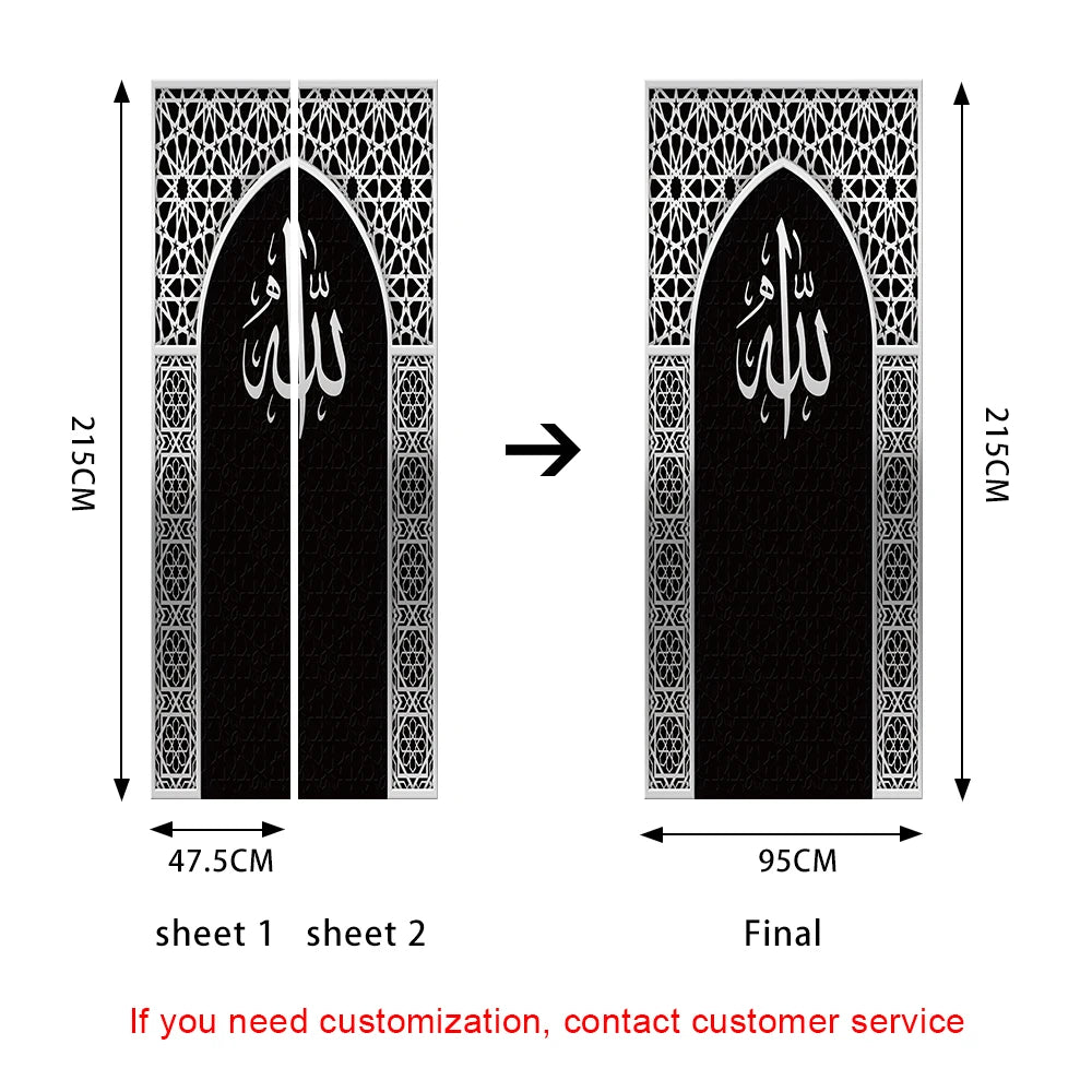 2pcs/Set Muslim Styles Door Art Mural Sticker Peel & Stick PVC Home Decor