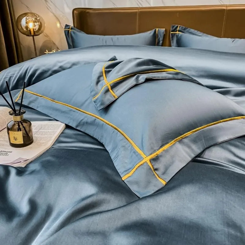 White Gray Egyptian Cotton Hotel Duvet Cover Set 600TC Silky Soft Bedding Set