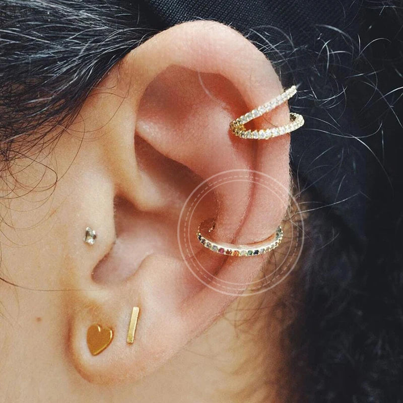 1PC Pave Color Crystal Ear Cuff Adjustable Gold Clip Jewelry