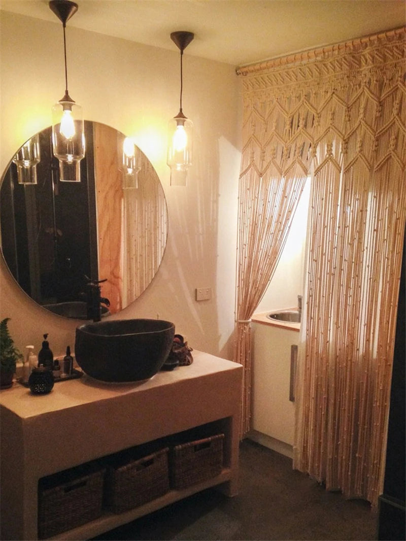 Hand-Woven Macrame Cotton Door Curtain Tapestry Boho Art