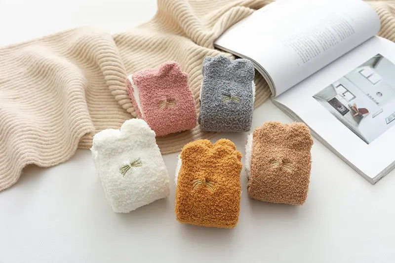 Socks Women Thicken Warm Cute Cat Paw Colorful Winter Sox
