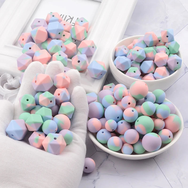 LOFCA 15mm Silicone Loose Beads 20pcs Safe Teether For Infants