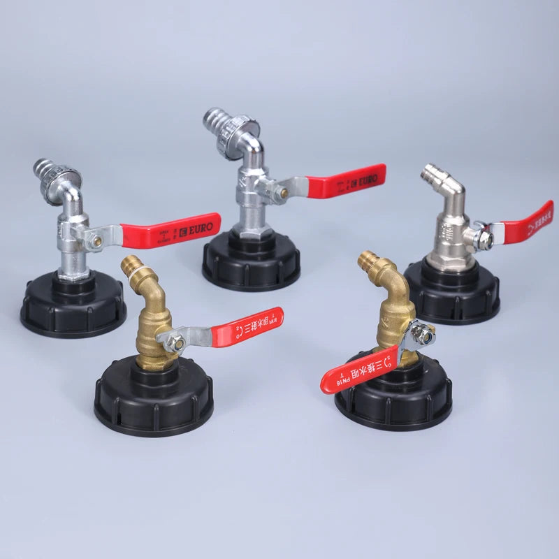 Conector de grifo de tanque IBC de rosca gruesa S60x6 X adaptador de acoplamiento de agua de 1/2'' 3/4'' Accesorio de válvula de repuesto para jardín y hogar de 1000 l