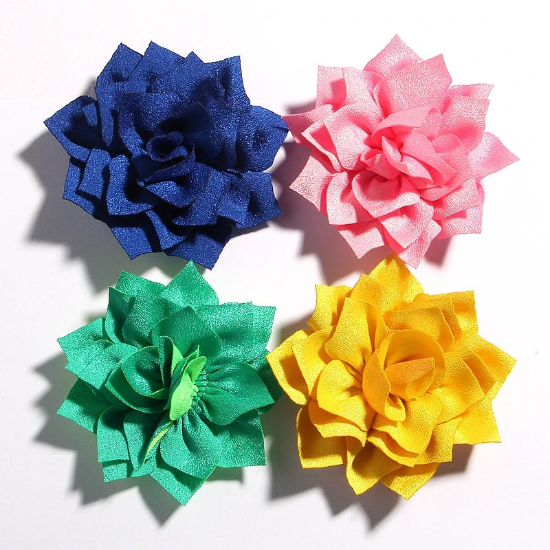 50PCS 7.5CM 2.95 Inch Fashion Lotus Satin Hair Flowers for DIY Headbands and Wedding Decor