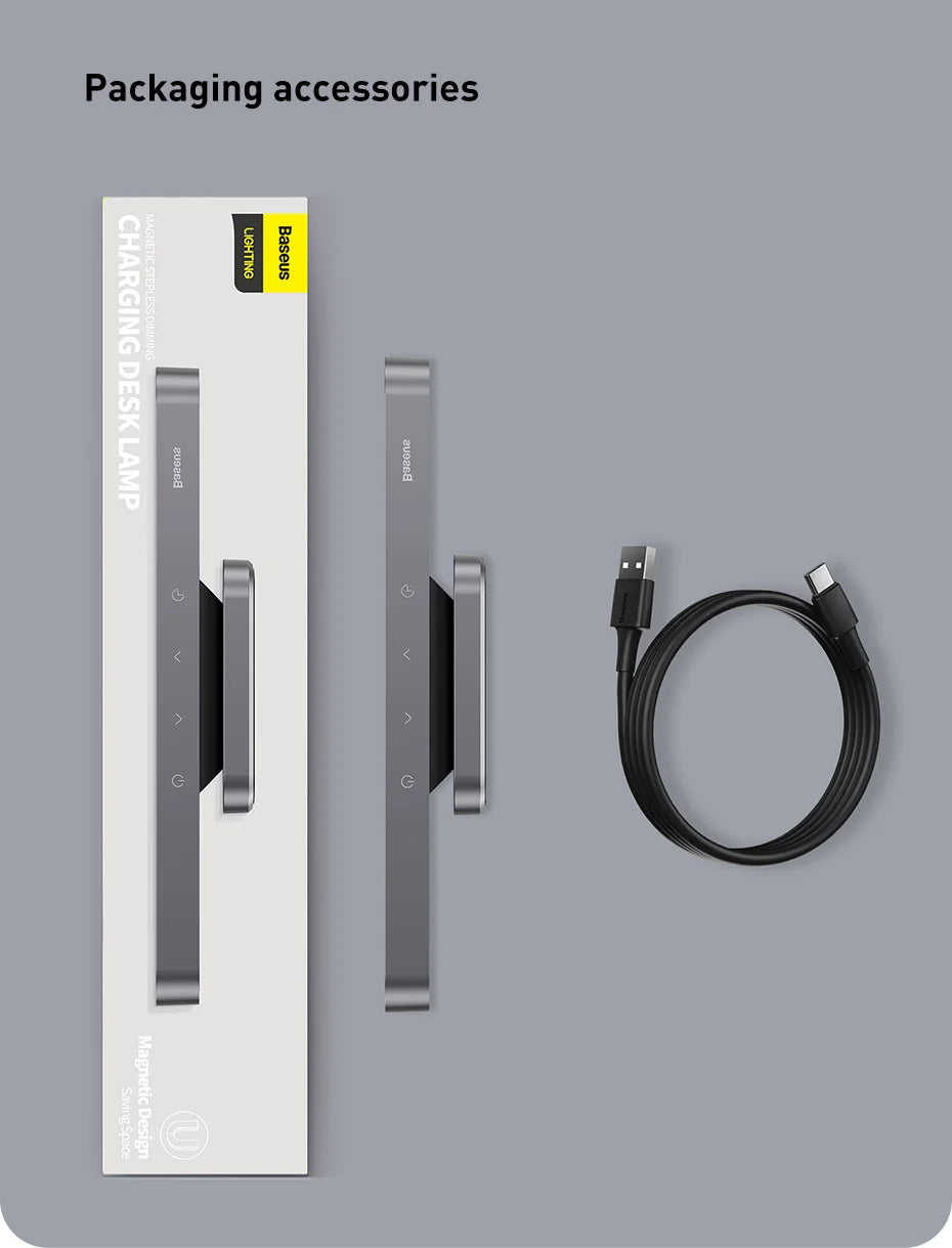 Baseus Rechargeable Magnetic LED Table Lamp with Stepless Dimming for Cabinet Bedroom and Kitchen Use