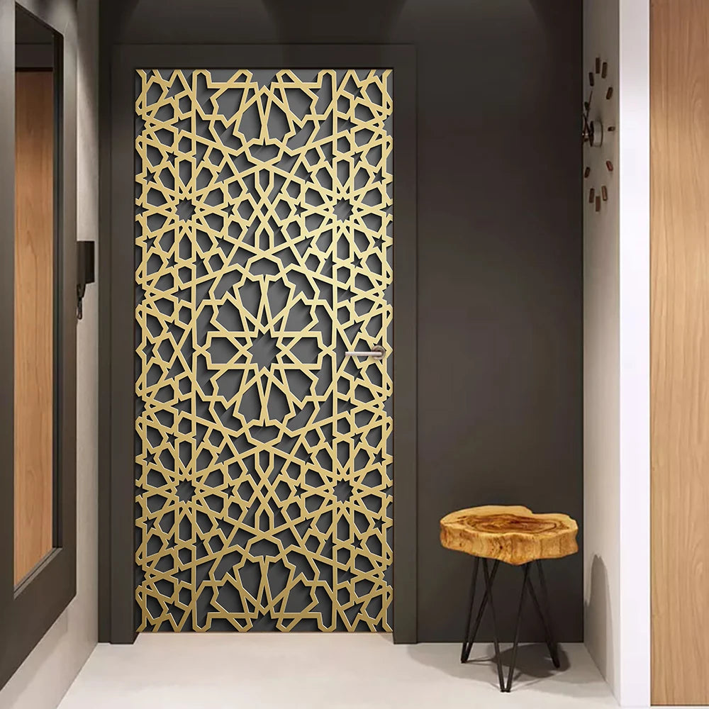 2pcs/Set Muslim Styles Door Art Mural Sticker Peel & Stick PVC Home Decor