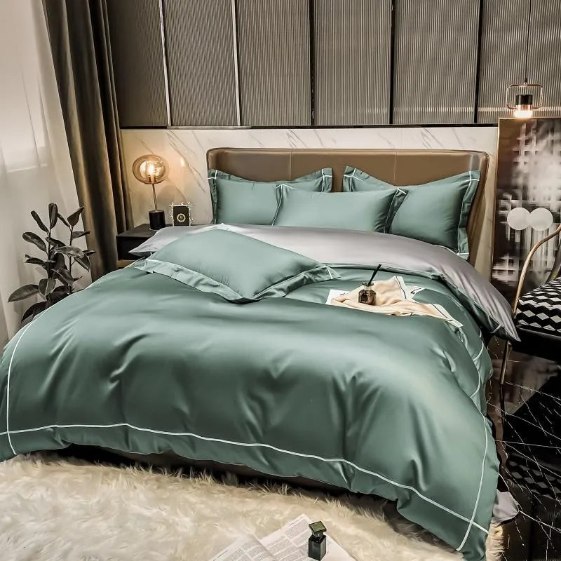 White Gray Egyptian Cotton Hotel Duvet Cover Set 600TC Silky Soft Bedding Set