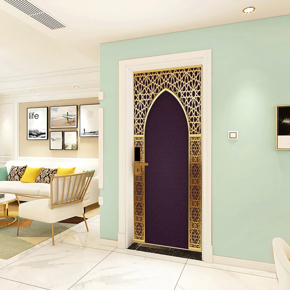 2pcs/Set Muslim Styles Door Art Mural Sticker Peel & Stick PVC Home Decor