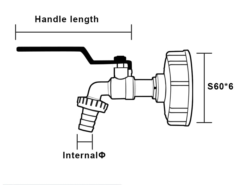 Conector de grifo de tanque IBC de rosca gruesa S60x6 X adaptador de acoplamiento de agua de 1/2'' 3/4'' Accesorio de válvula de repuesto para jardín y hogar de 1000 l