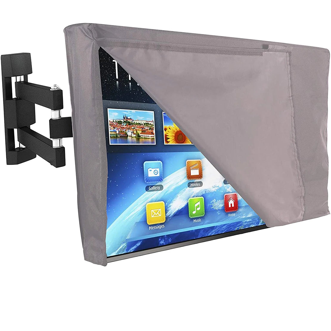 Grey Outdoor TV Screen Cover Weatherproof Universal Protector for 22 to 65 Inch LCD Televisions Dustproof and Waterproof Case