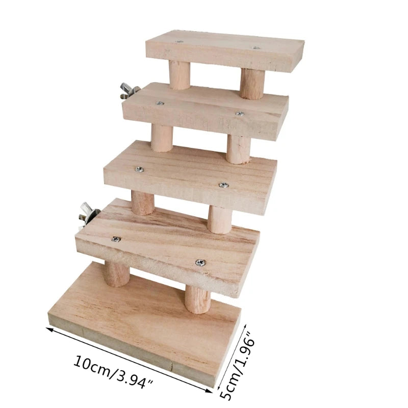 090C Natural Wooden 3/4/5/6/7/8 Layers Hamster Ladder Toys Pet Parrot Climbing Stairs Gifts Cage Accessory