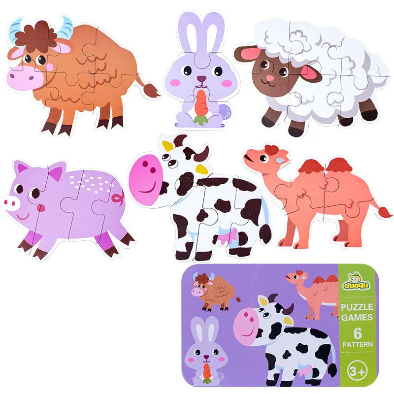 Baby Puzzle Montessori Educational Toys Wood 3D Jigsaw Puzzles For Kids 2-4 Years