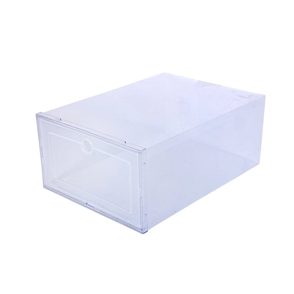 6 Pack Transparent Shoe Box Organizers Dustproof Stackable Cabinet