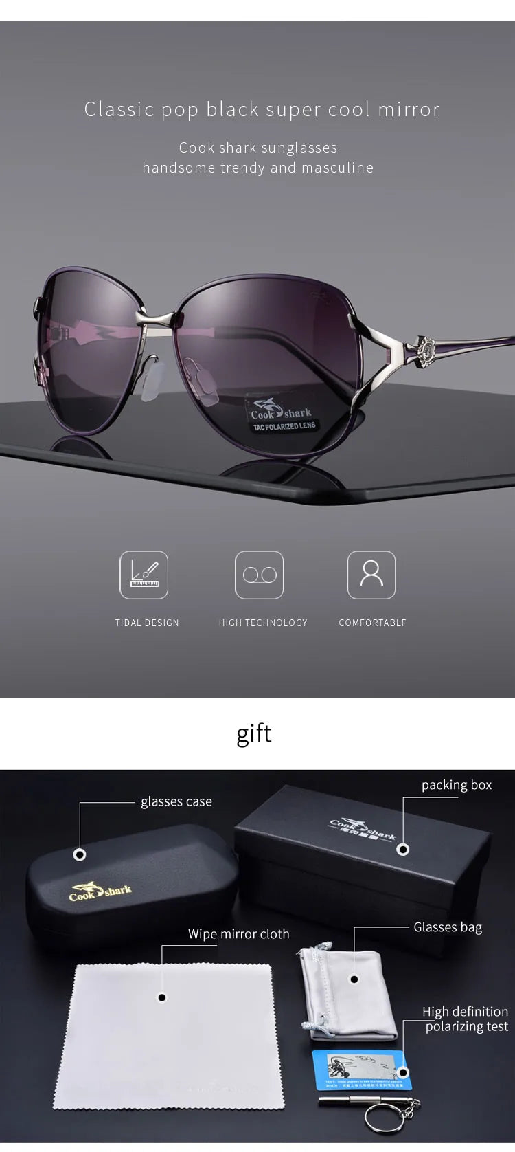 Cook Shark New 2020 Ladies Polarized Sunglasses Classic