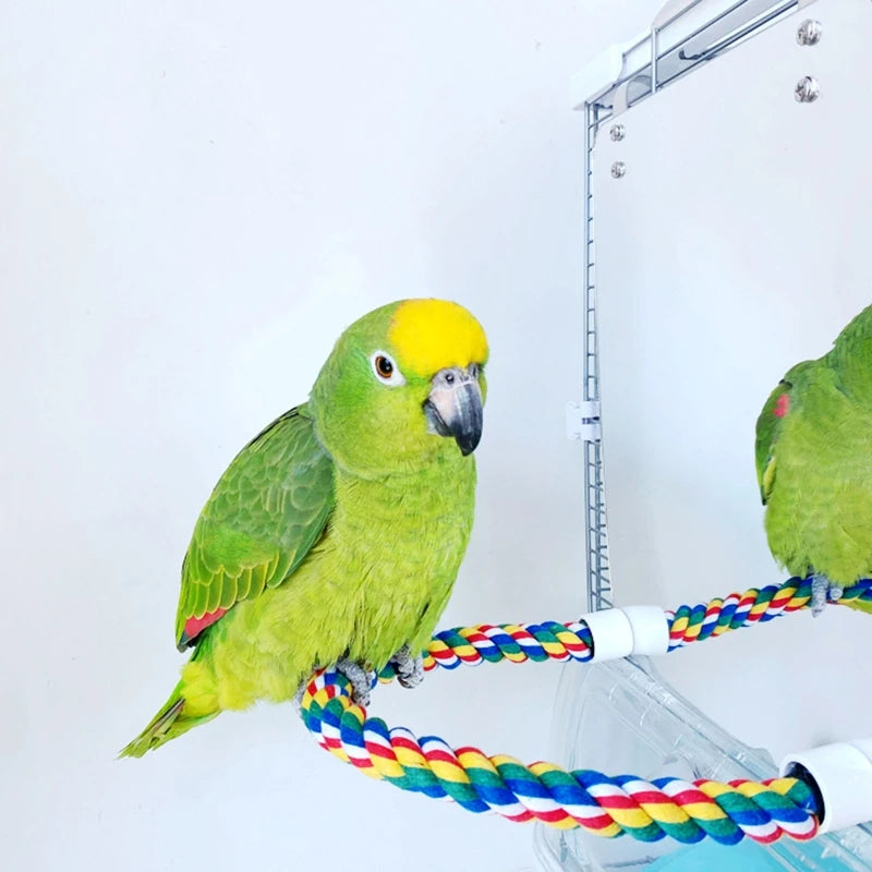 Parrot Toy Acrylic Bird Mirror with Rope Perches Toys Bird Swing Comfy Perch for Parakeet Cockatiel Conure Lovebirds Canaries