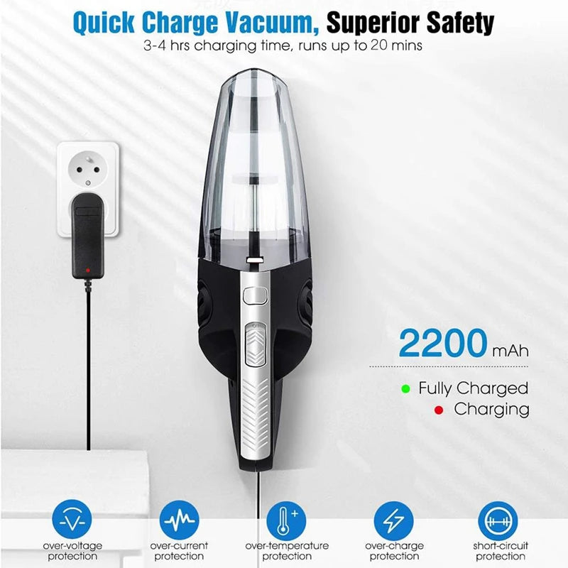 Wireless Vacuum Cleaner with Powerful Cyclone Suction for Car and Home Pet Hair