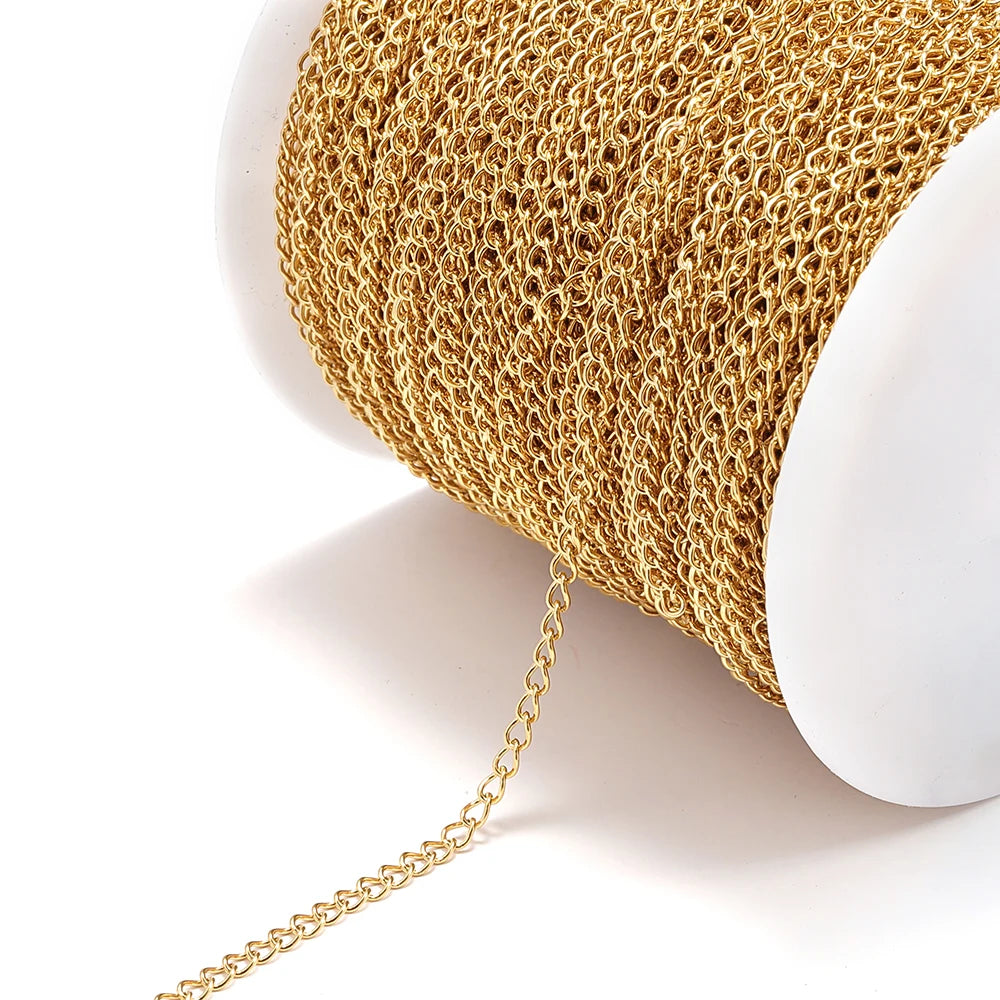2 Meters Gold Stainless Steel Extension Chain 2/3/4mm for DIY Jewelry