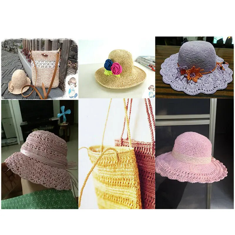 Natural Raffia Straw Yarn 600 Meter 500g for Hand Knitting Crochet Summer Hats Handbags Baskets DIY Craft