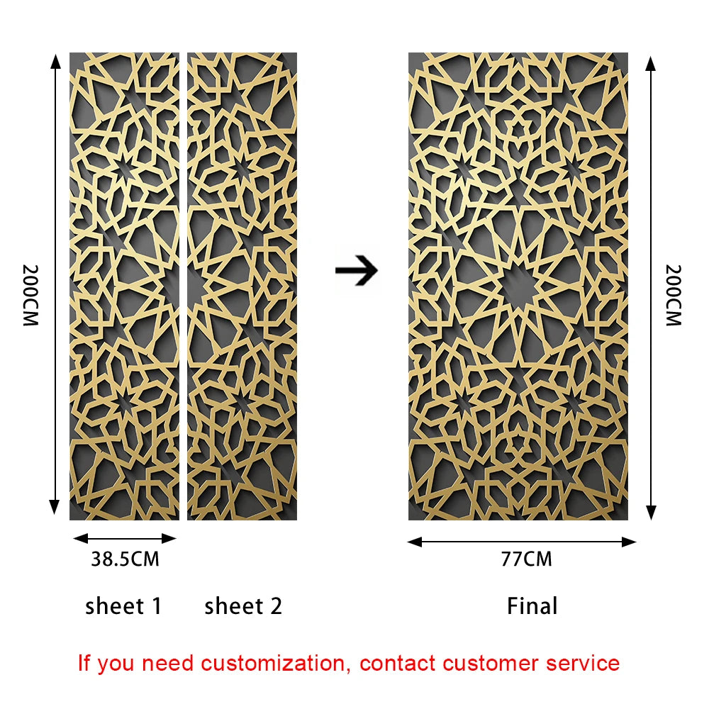 2pcs/Set Muslim Styles Door Art Mural Sticker Peel & Stick PVC Home Decor