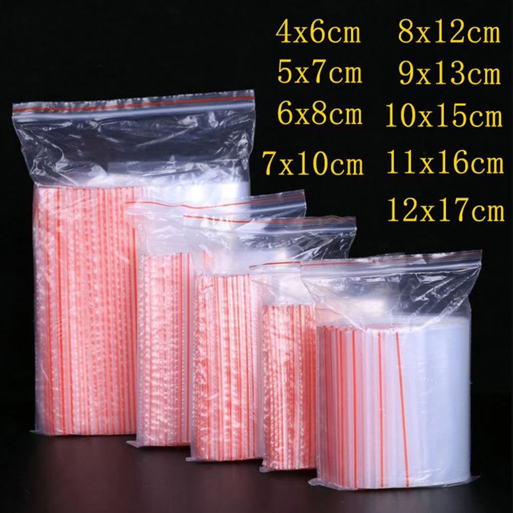 100pcs/Pack Small Zip Lock Plastic Bags 0.05mm Thick
