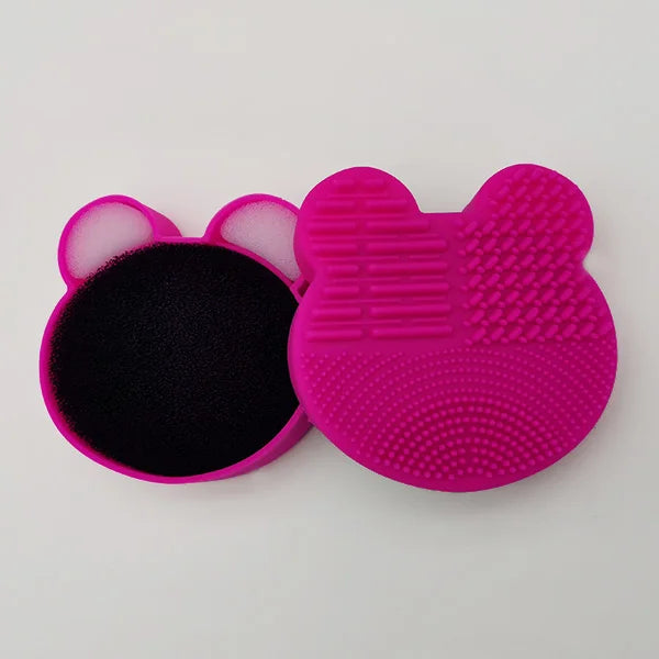 Bear Heart-Shaped Silicone Makeup Brush Cleaner Pad Tool