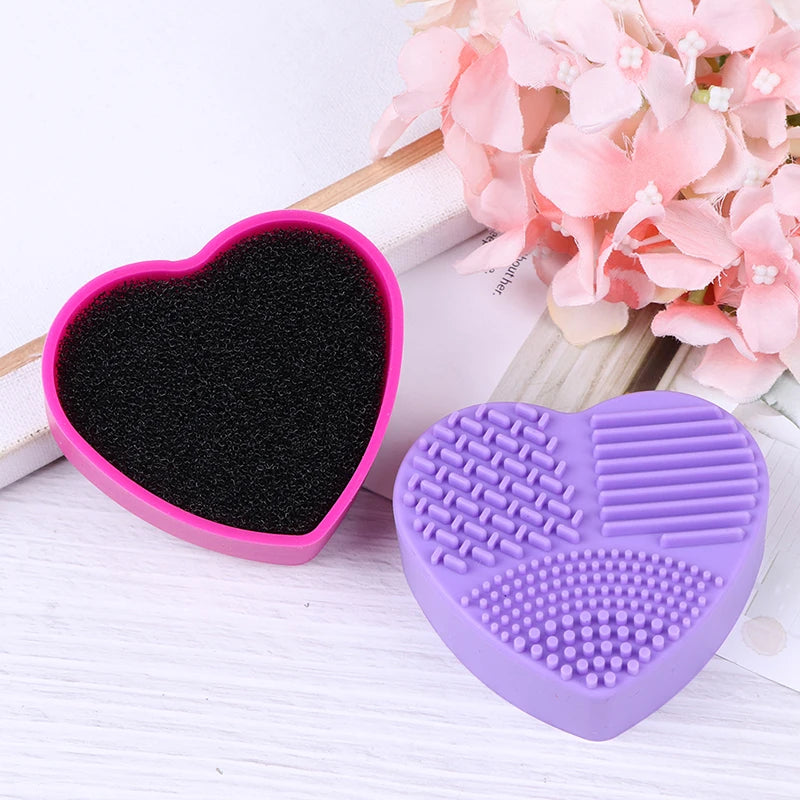 Bear Heart-Shaped Silicone Makeup Brush Cleaner Pad Tool
