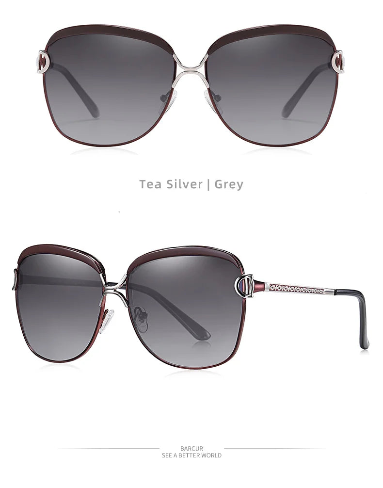 BARCUR Polarized Ladies Sunglasses Gradient Lens Round Design
