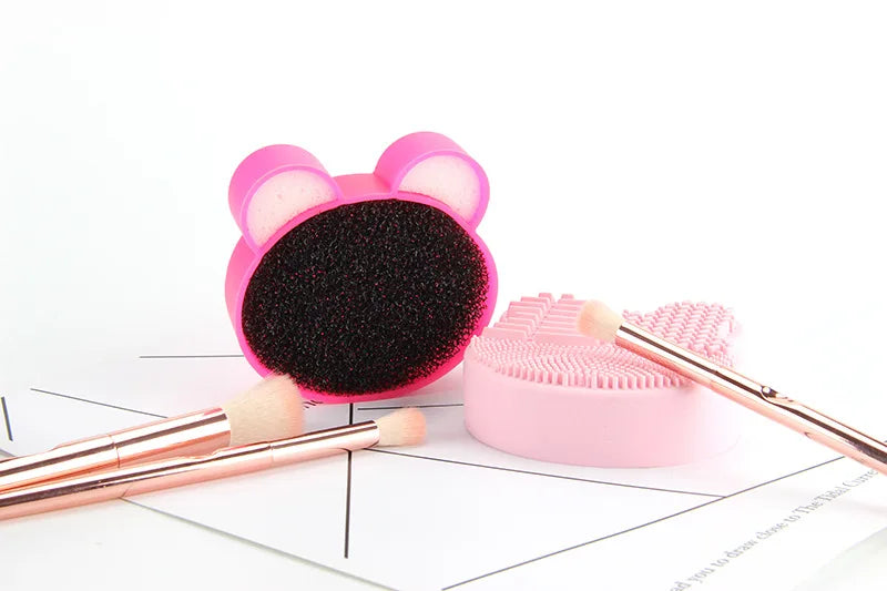 Bear Heart-Shaped Silicone Makeup Brush Cleaner Pad Tool