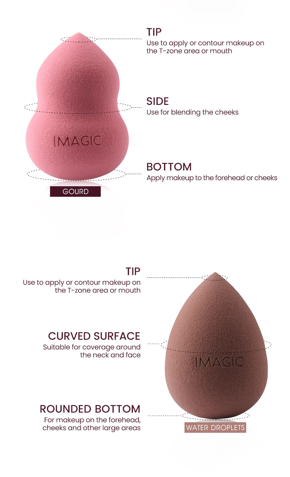 IMAGIC Professional Makeup Sponge Set 10 Pcs Ultra-Soft Wet and Dry Beauty Blender Puff for Flawless Application