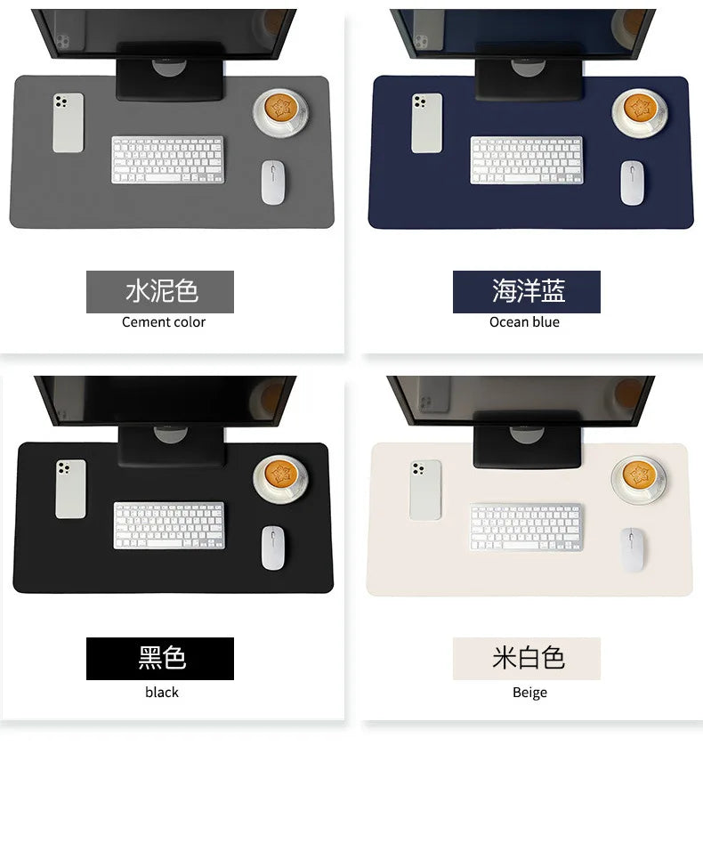 White Mousepad Large Gaming Desk Mat Waterproof Non-Slip PU Suede