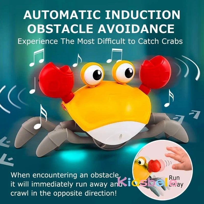 Induction Escape Crab Toy for Toddlers with Light and Music Interactive Crawling Educational Gift for Children Rechargeable Birthday Present