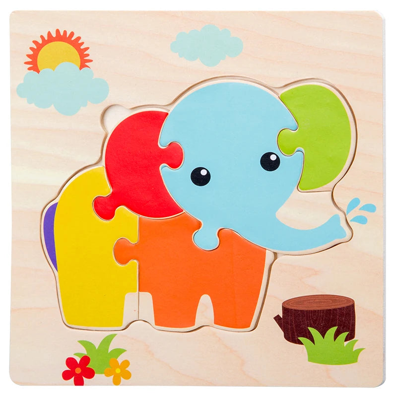 Baby Wooden 3D Puzzles Tangram Shapes For Learning Fun