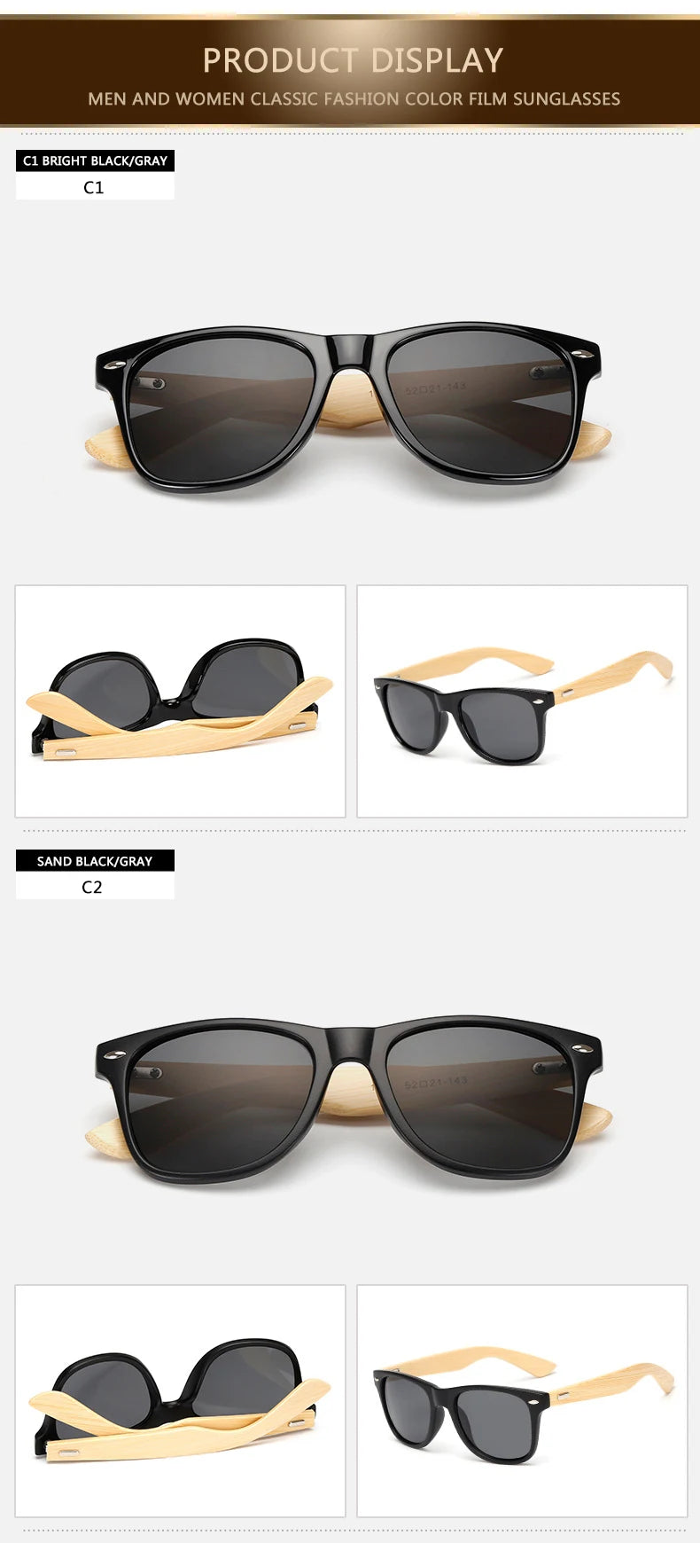 New Bamboo Sunglasses Female Designer Mirror Gafas De Sol
