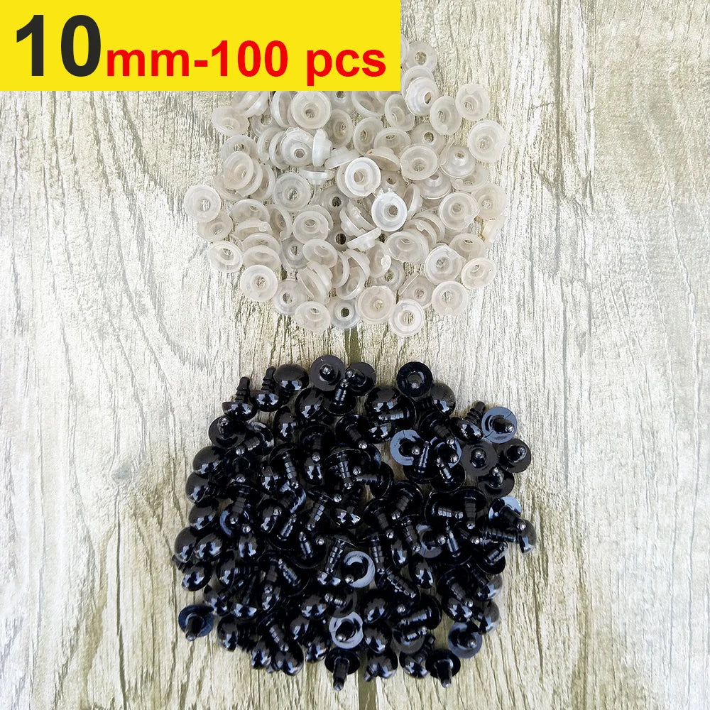 100pcs 8/10/12/14mm Plastic Safety Eyes for DIY Doll Toys