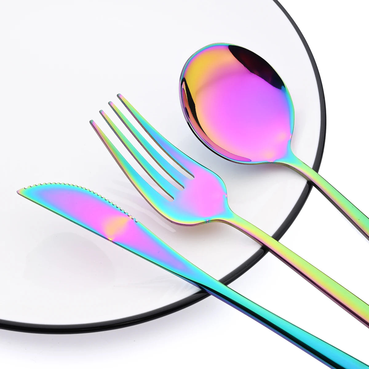 16 Piece Black and Gold Stainless Steel Cutlery Set Elegant Dinnerware Flatware for Home and Special Occasions