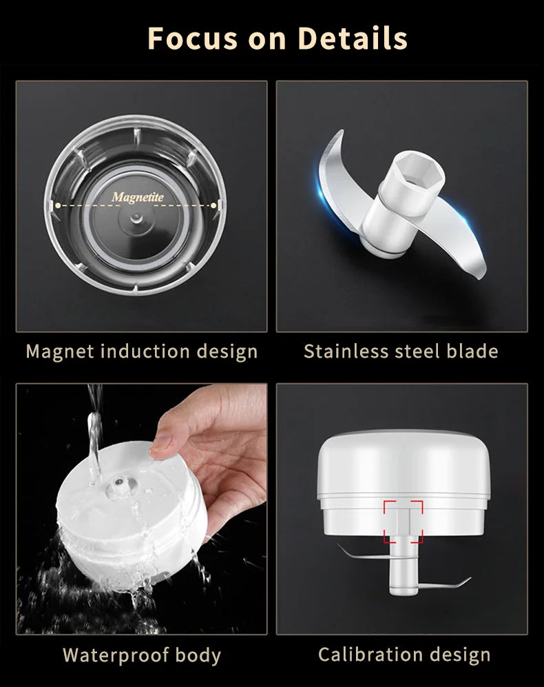 HiPiCok Electric Meat Grinder Garlic Crusher Mini Chopper USB Kitchen Gadget